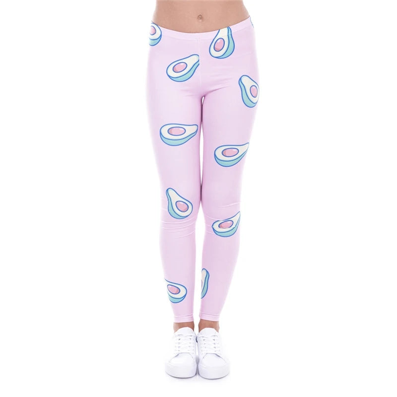 Super Soft Stretch Leggings AVOCADO PINK 3d Print