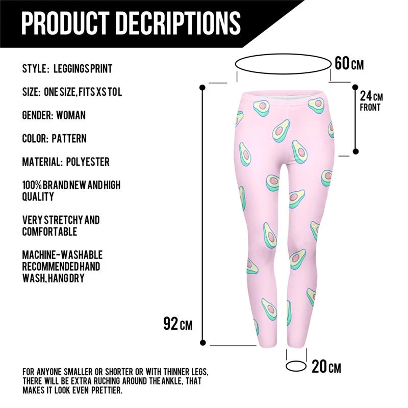 Super Soft Stretch Leggings AVOCADO PINK 3d Print