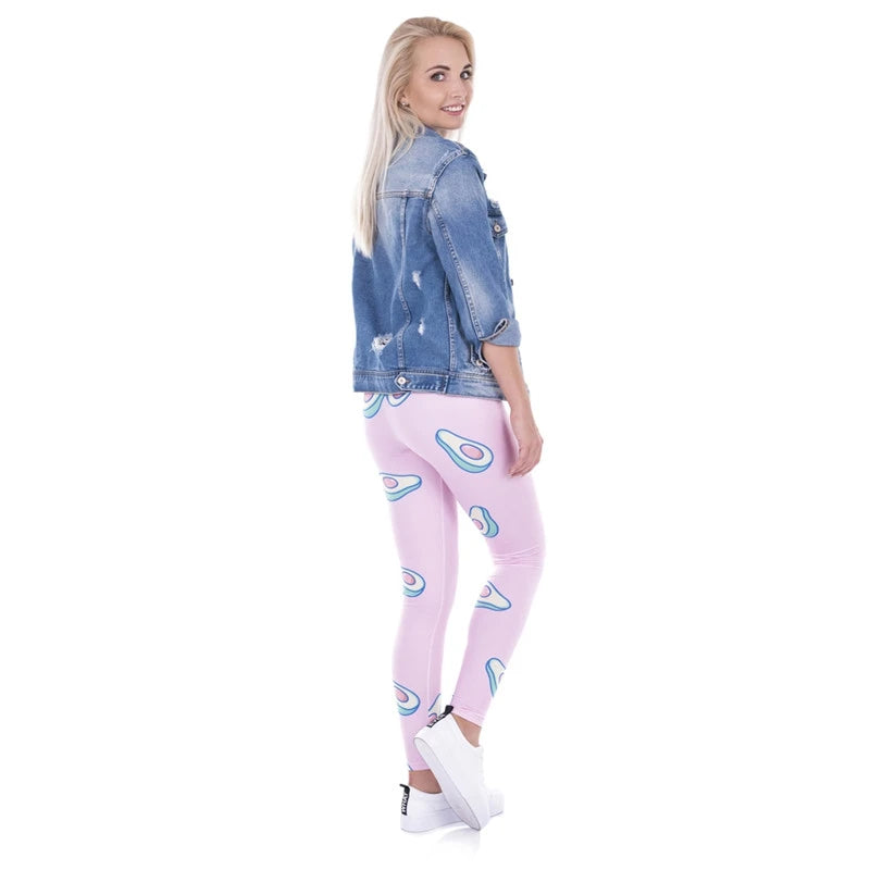 Super Soft Stretch Leggings AVOCADO PINK 3d Print