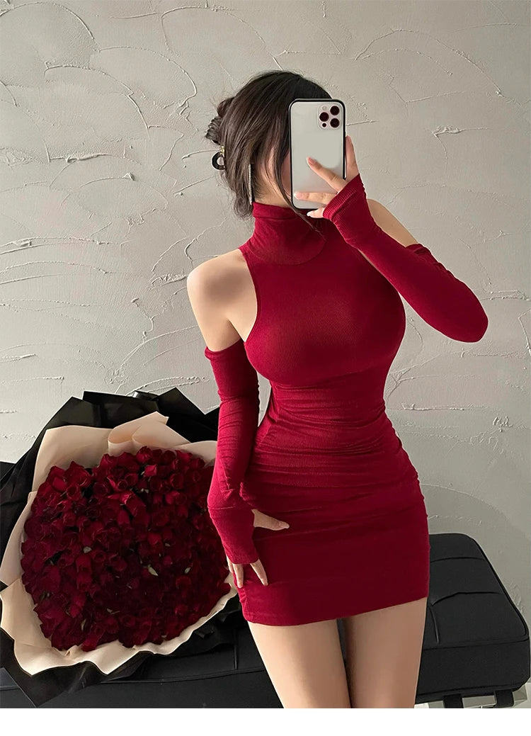 Sexy High Neck Tight Dress.