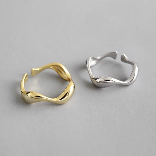 Cold Style Water Drop Wavy Smooth Ring