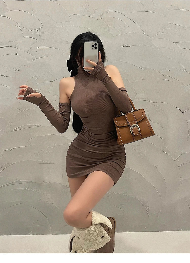 Sexy High Neck Tight Dress.