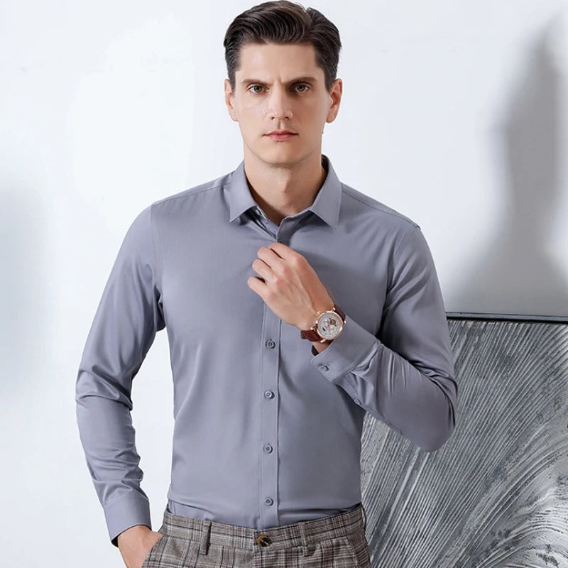 Slim Fit Shirt Men's Long Sleeve